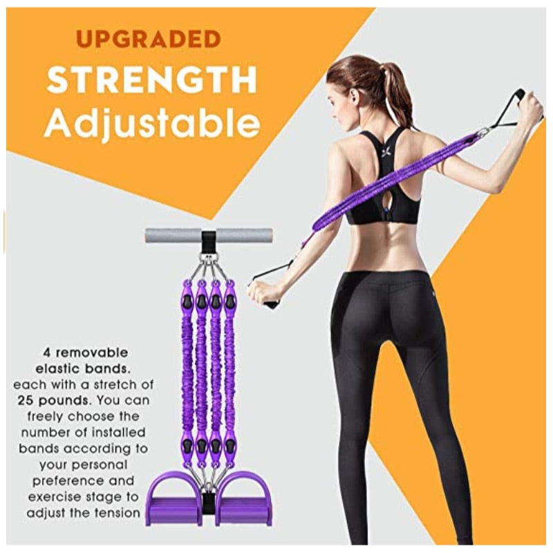 Multifunction Fitness Pedal Exerciser with Elastic Pull Rope