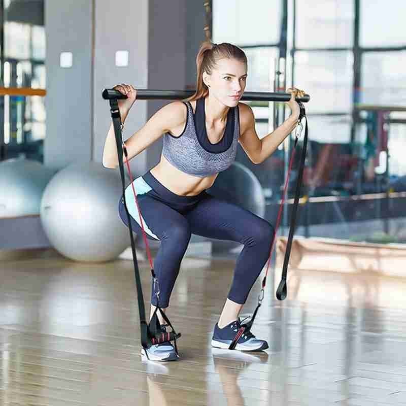 Pilates Bar Kit with Resistance Bands Portable Home Workout