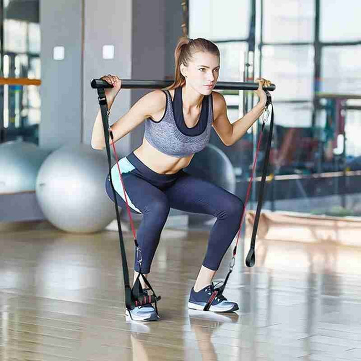 Pilates Bar Kit with Resistance Bands Portable Home Workout