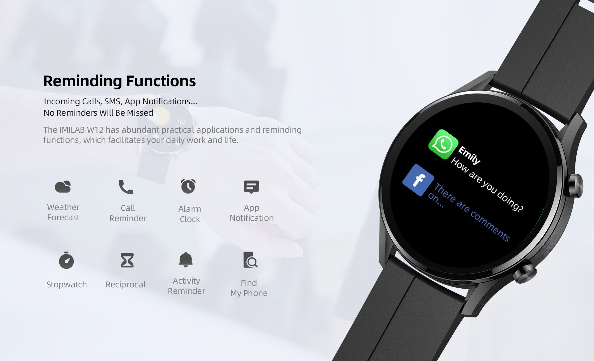 W12 Smart Watch – Bluetooth Fitness Tracker Black