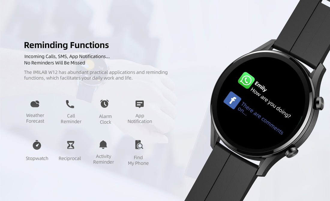 W12 Smart Watch – Bluetooth Fitness Tracker Black