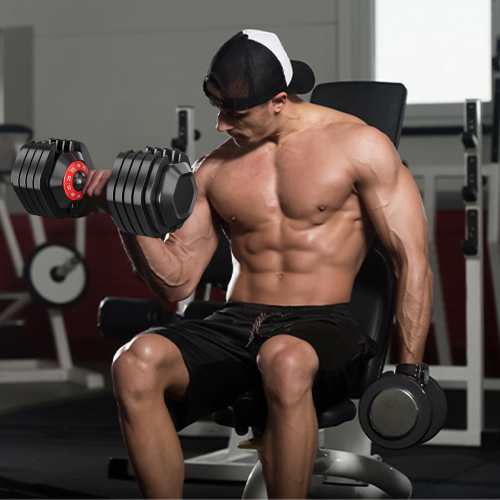 10 in 1 Adjustable Dumbbell Set Quick Rotate 55lb