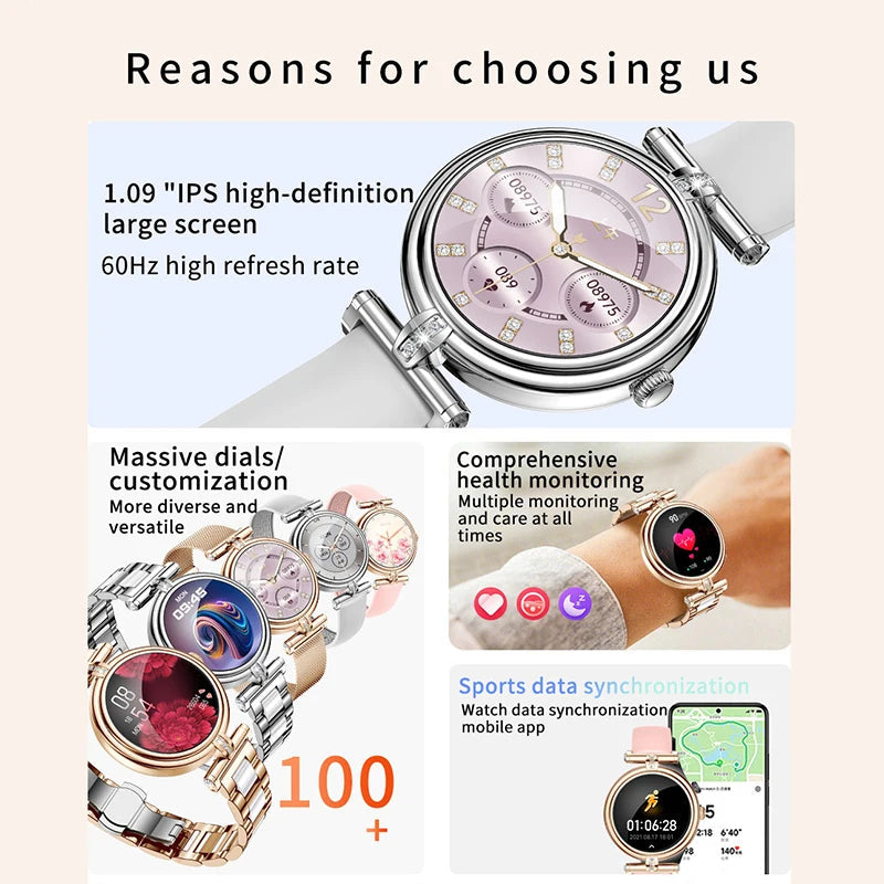 AK62 Women’s Smart Watch – HD Screen Fitness Tracker 2024