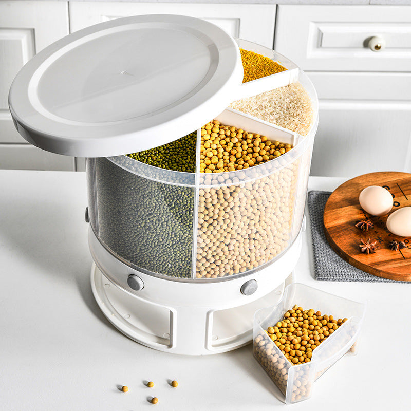 Rotatable Multi Compartment Rice Storage Box Insect Moisture Proof
