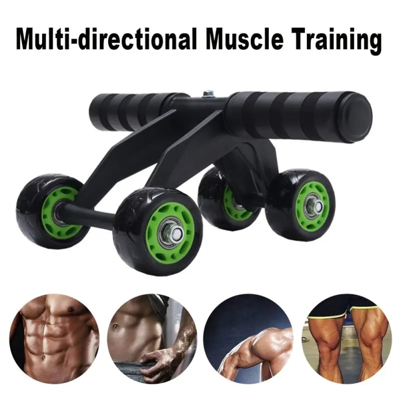 Foldable 4 Wheel Abdominal Exercise Wheel Plastic Abs Gym Kit