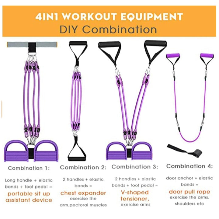 Multifunction Fitness Pedal Exerciser with Elastic Pull Rope