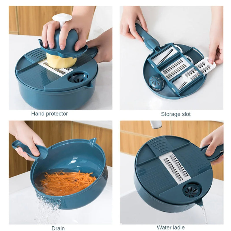 Multifunctional Vegetable Cutter Potato Shredder Radish Grater with Container
