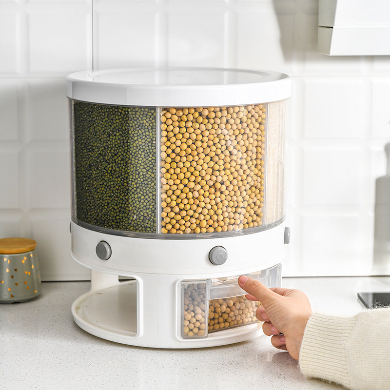 Rotatable Multi Compartment Rice Storage Box Insect Moisture Proof