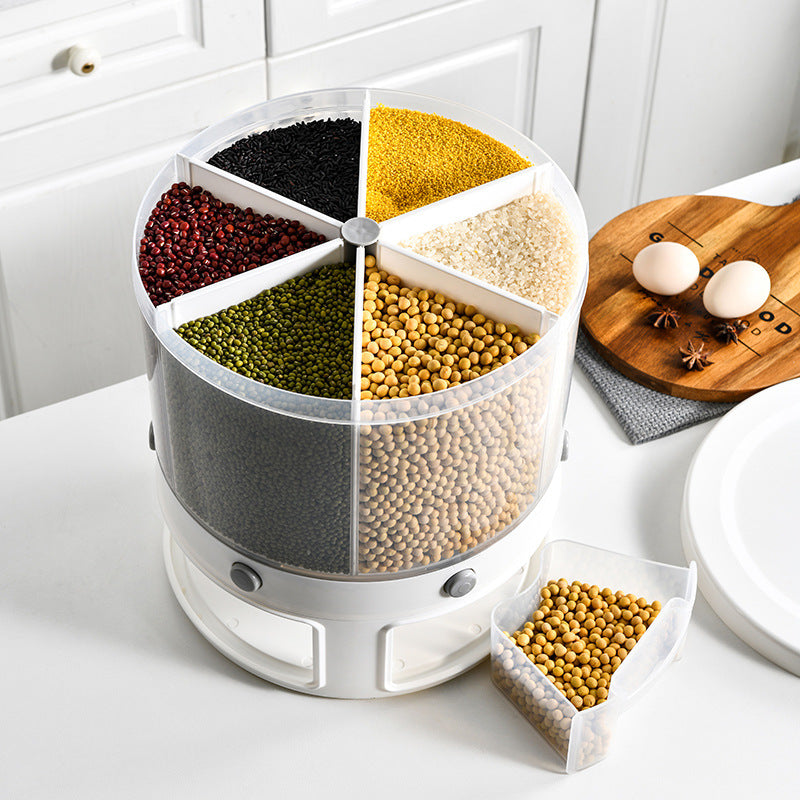 Rotatable Multi Compartment Rice Storage Box Insect Moisture Proof
