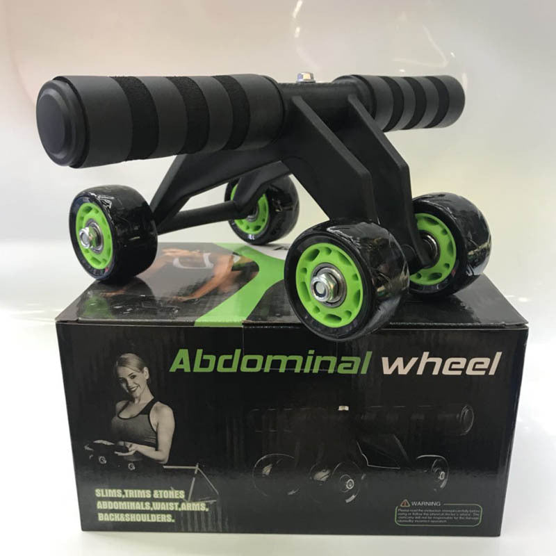 Foldable 4 Wheel Abdominal Exercise Wheel Plastic Abs Gym Kit