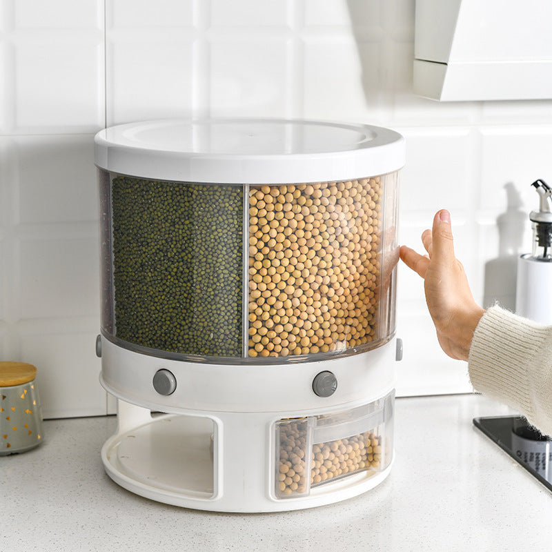 Rotatable Multi Compartment Rice Storage Box Insect Moisture Proof