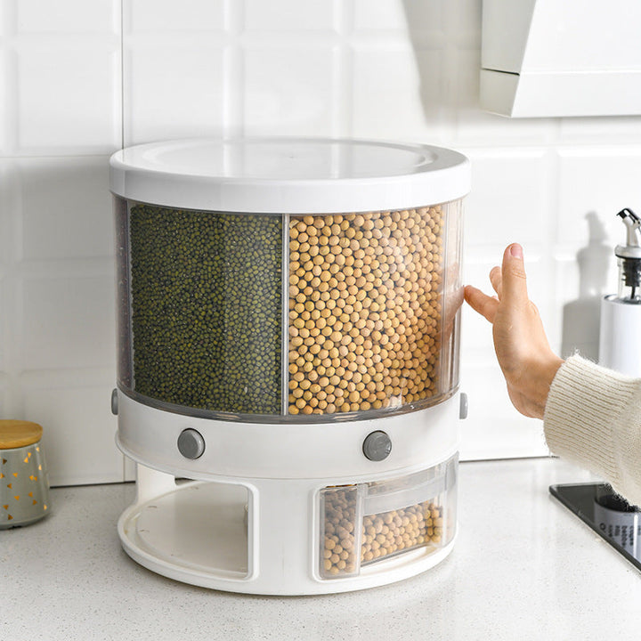 Rotatable Multi Compartment Rice Storage Box Insect Moisture Proof