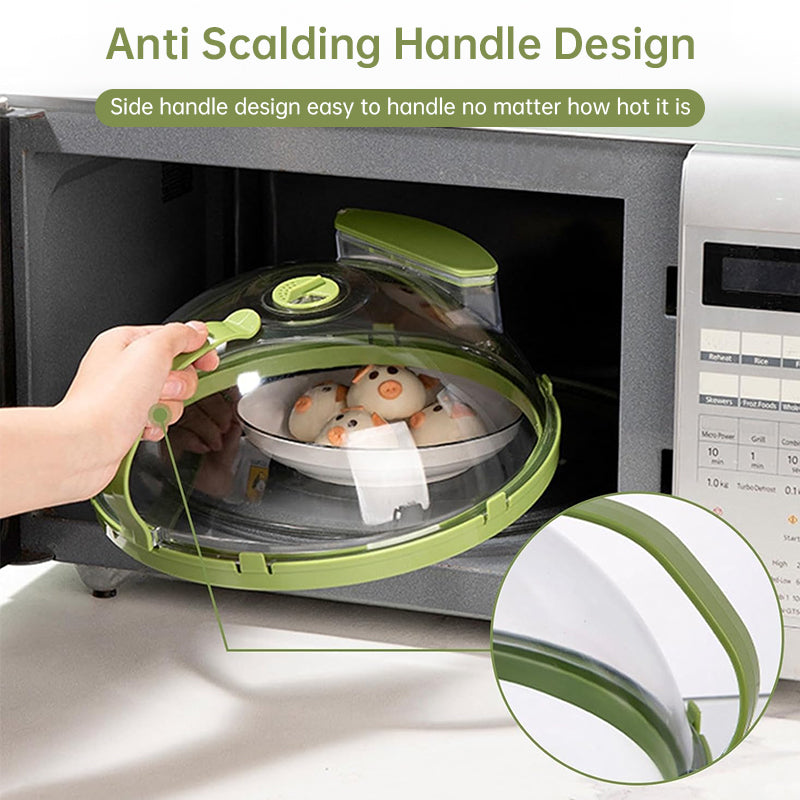 Clear Microwave Food Cover with Handle Steam Vent Plate Lid