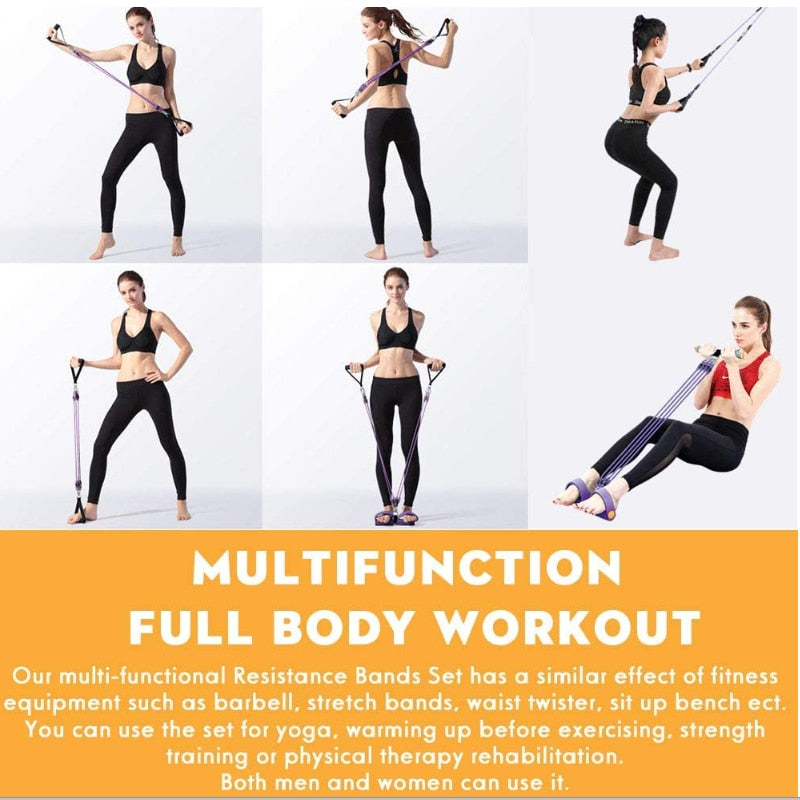 Multifunction Fitness Pedal Exerciser with Elastic Pull Rope