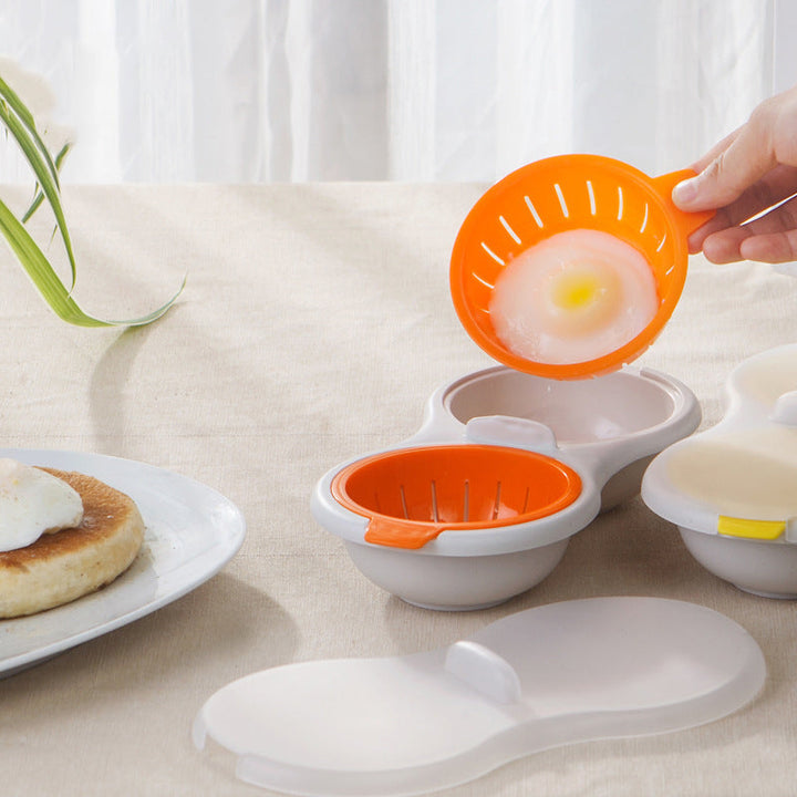 Mini Twin Egg Boiler Microwave Double Layer Steamer with Lid