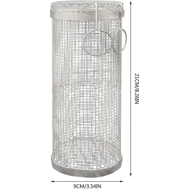 Rolling Metal BBQ Grilling Basket Portable Outdoor Camping Rack