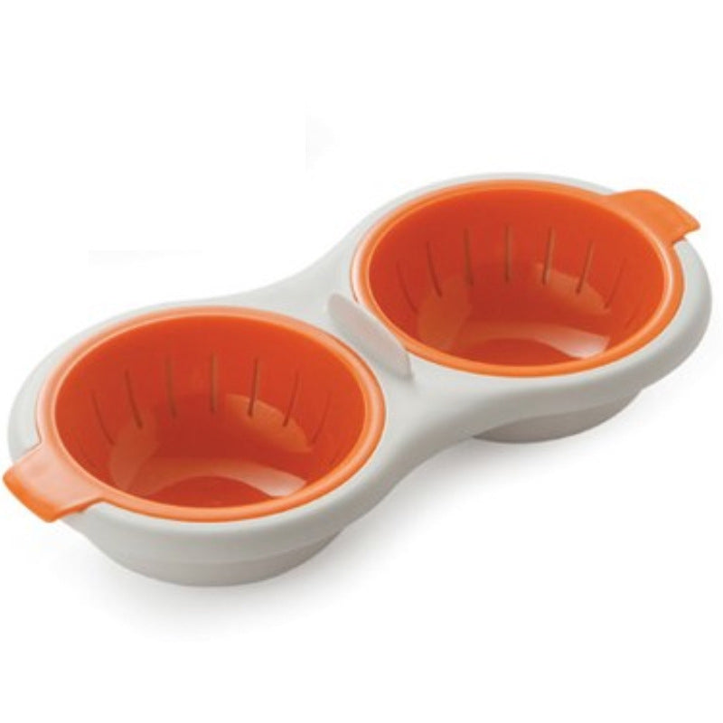 Mini Twin Egg Boiler Microwave Double Layer Steamer with Lid