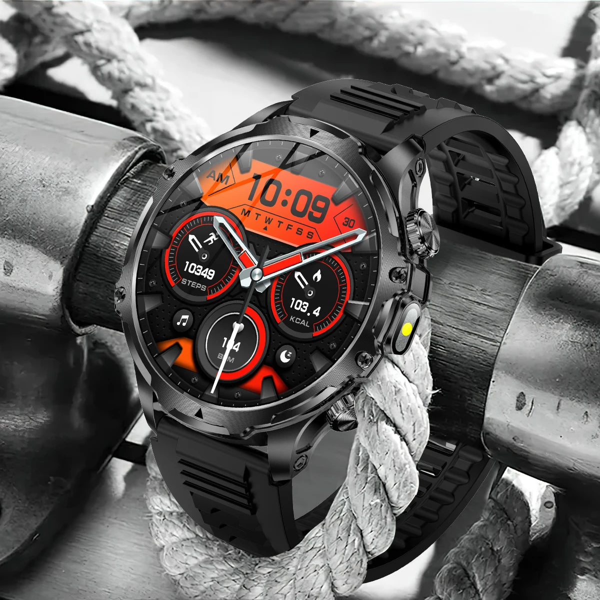 AK75 Smart Watch Flashlight BT Calling Outdoor Fitness Tracker