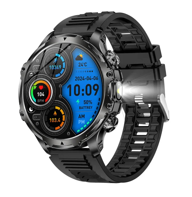 AK75 Smart Watch Flashlight BT Calling Outdoor Fitness Tracker