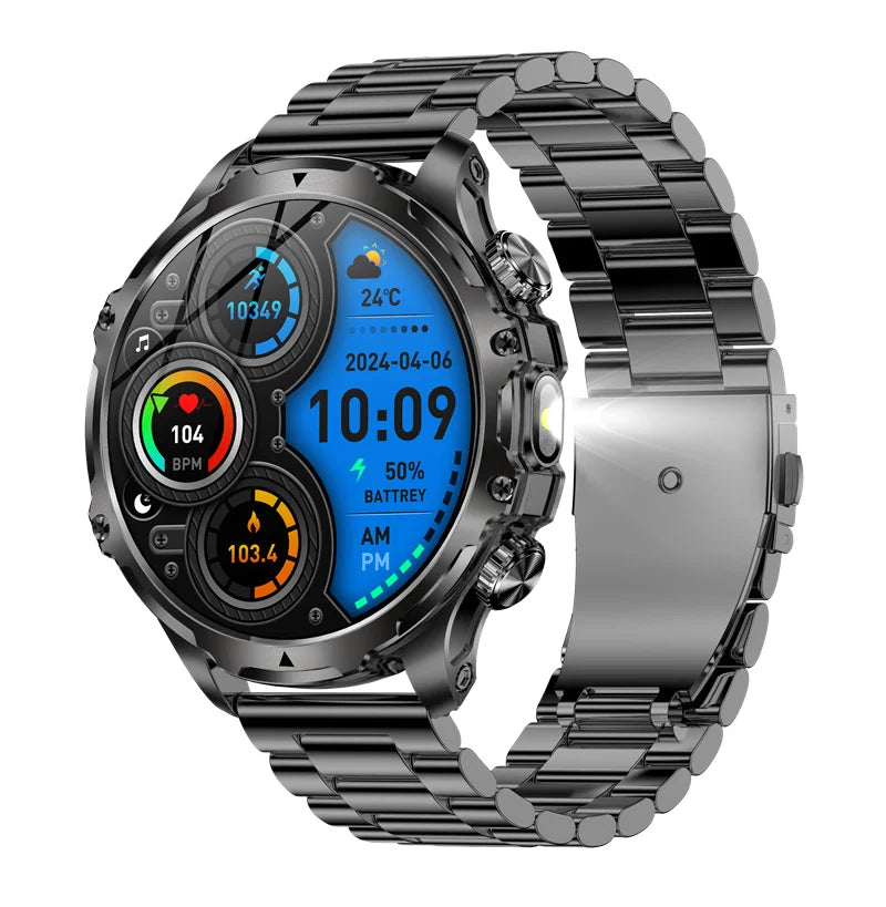 AK75 Smart Watch Flashlight BT Calling Outdoor Fitness Tracker