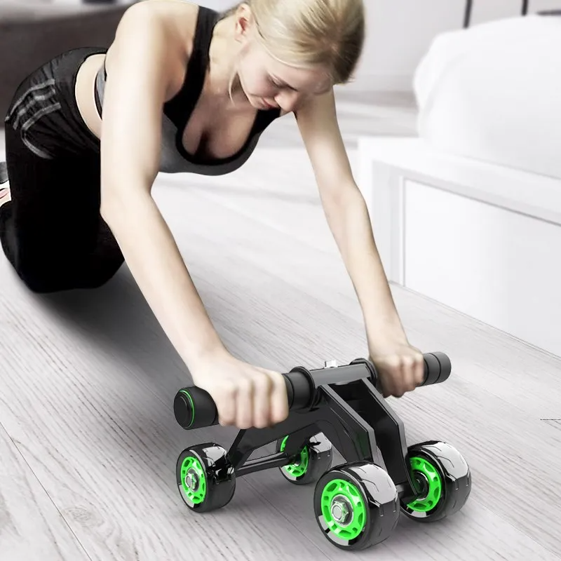 Foldable 4 Wheel Abdominal Exercise Wheel Plastic Abs Gym Kit