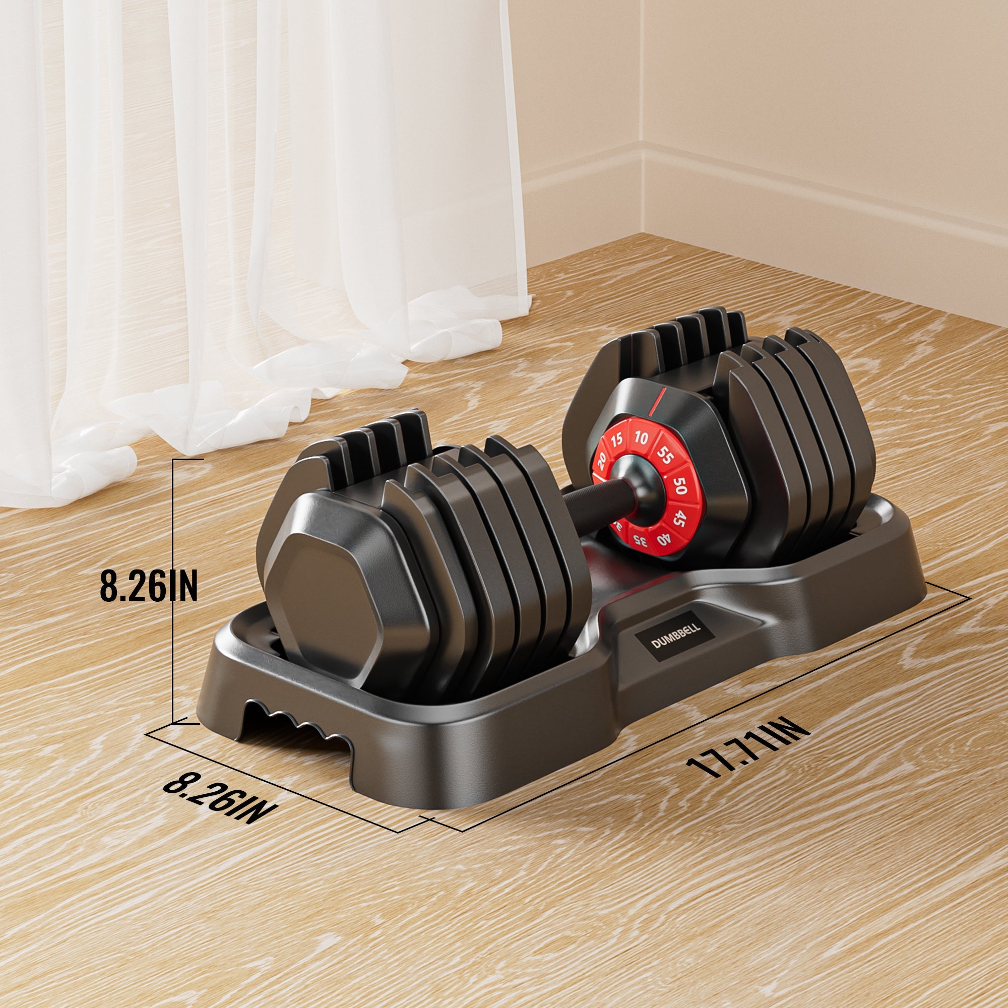 10 in 1 Adjustable Dumbbell Set Quick Rotate 55lb