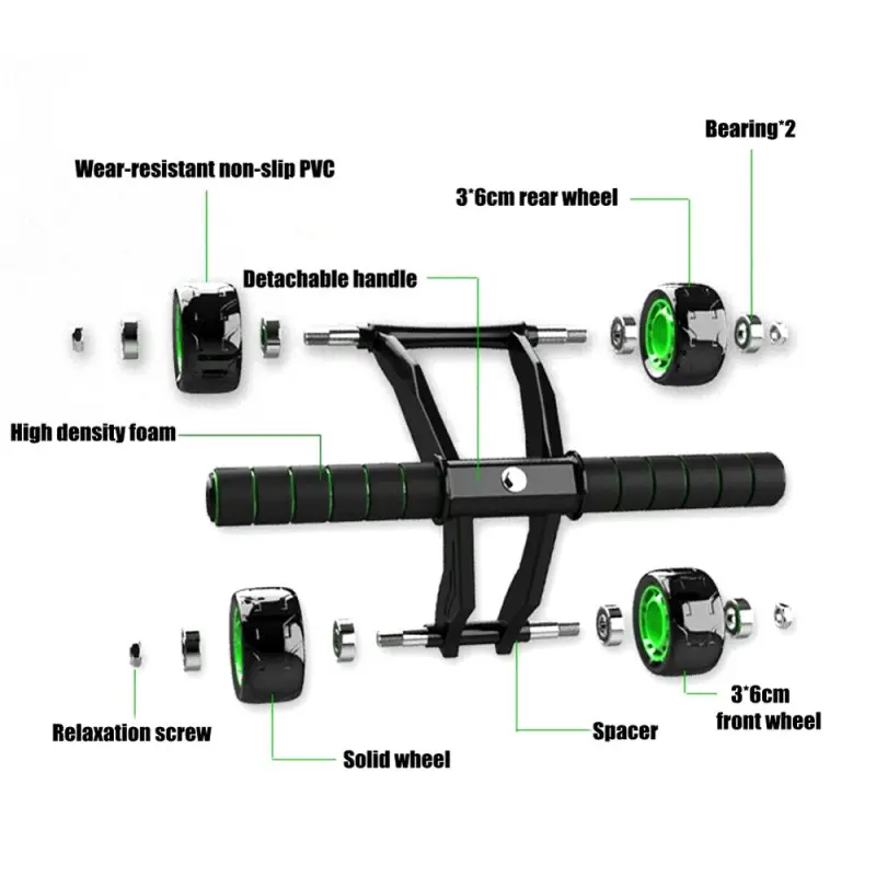 Foldable 4 Wheel Abdominal Exercise Wheel Plastic Abs Gym Kit