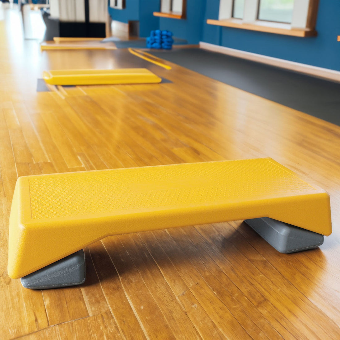 Height Adjustable Aerobics Step Platform Fitness Stepper Trainer Yellow