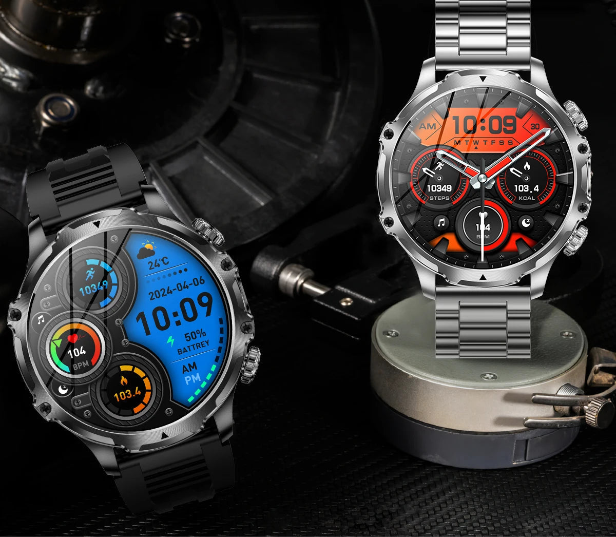 AK75 Smart Watch Flashlight BT Calling Outdoor Fitness Tracker
