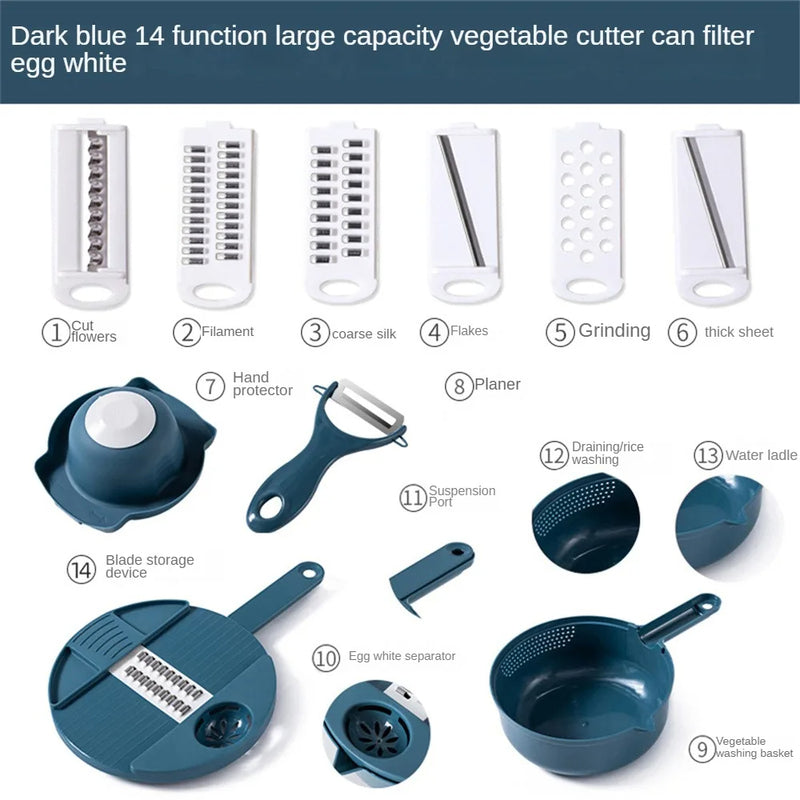 Multifunctional Vegetable Cutter Potato Shredder Radish Grater with Container