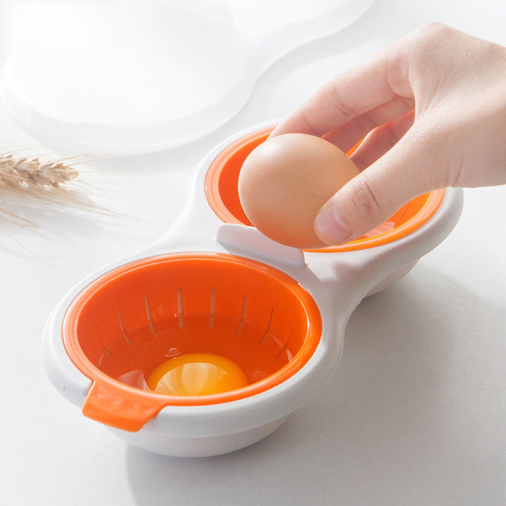 Mini Twin Egg Boiler Microwave Double Layer Steamer with Lid