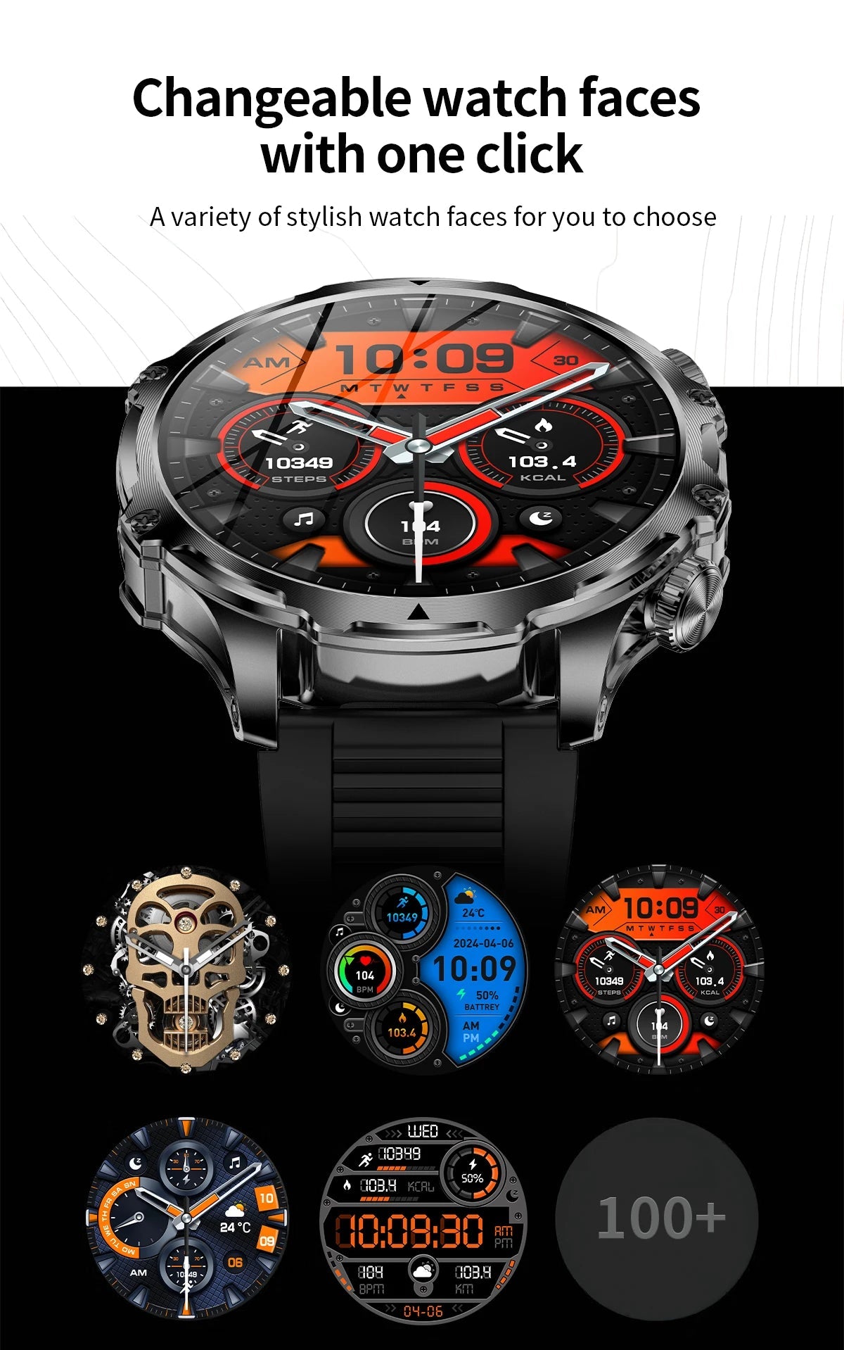 AK75 Smart Watch Flashlight BT Calling Outdoor Fitness Tracker
