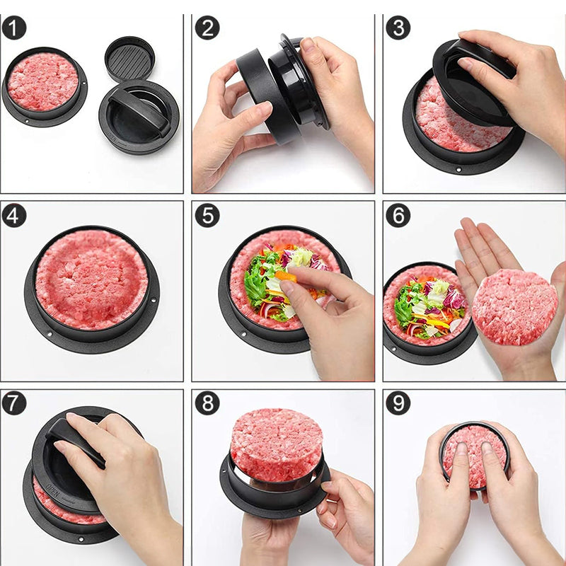 3 in 1 Burger Patty Meatball Press Manual Kitchen Tool