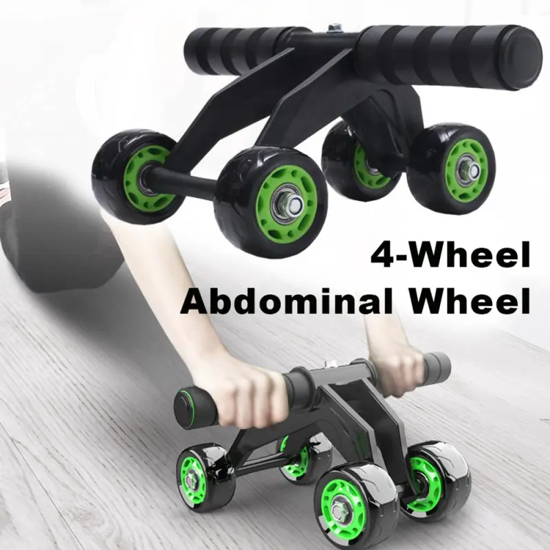 Foldable 4 Wheel Abdominal Exercise Wheel Plastic Abs Gym Kit
