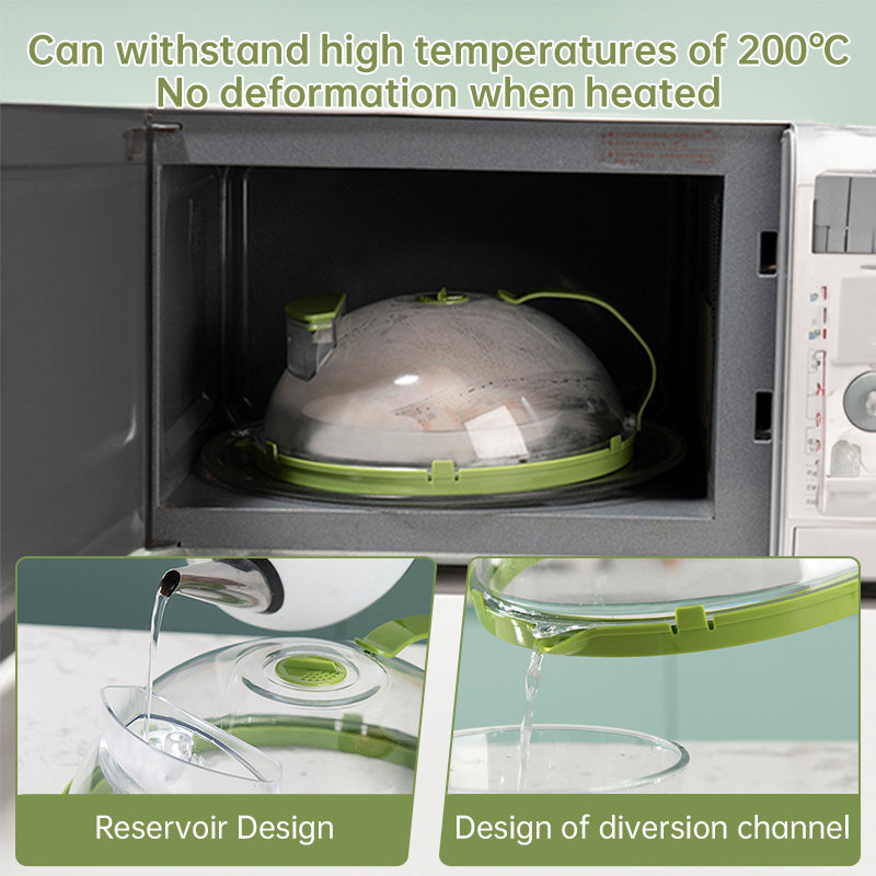 Clear Microwave Food Cover with Handle Steam Vent Plate Lid