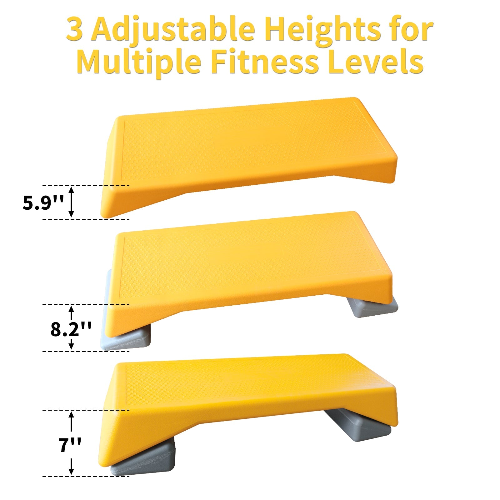 Height Adjustable Aerobics Step Platform Fitness Stepper Trainer Yellow