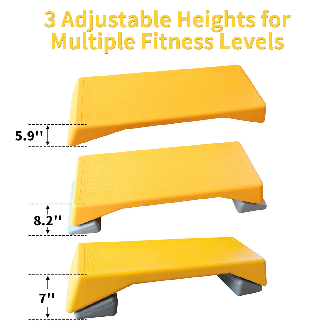 Height Adjustable Aerobics Step Platform Fitness Stepper Trainer Yellow