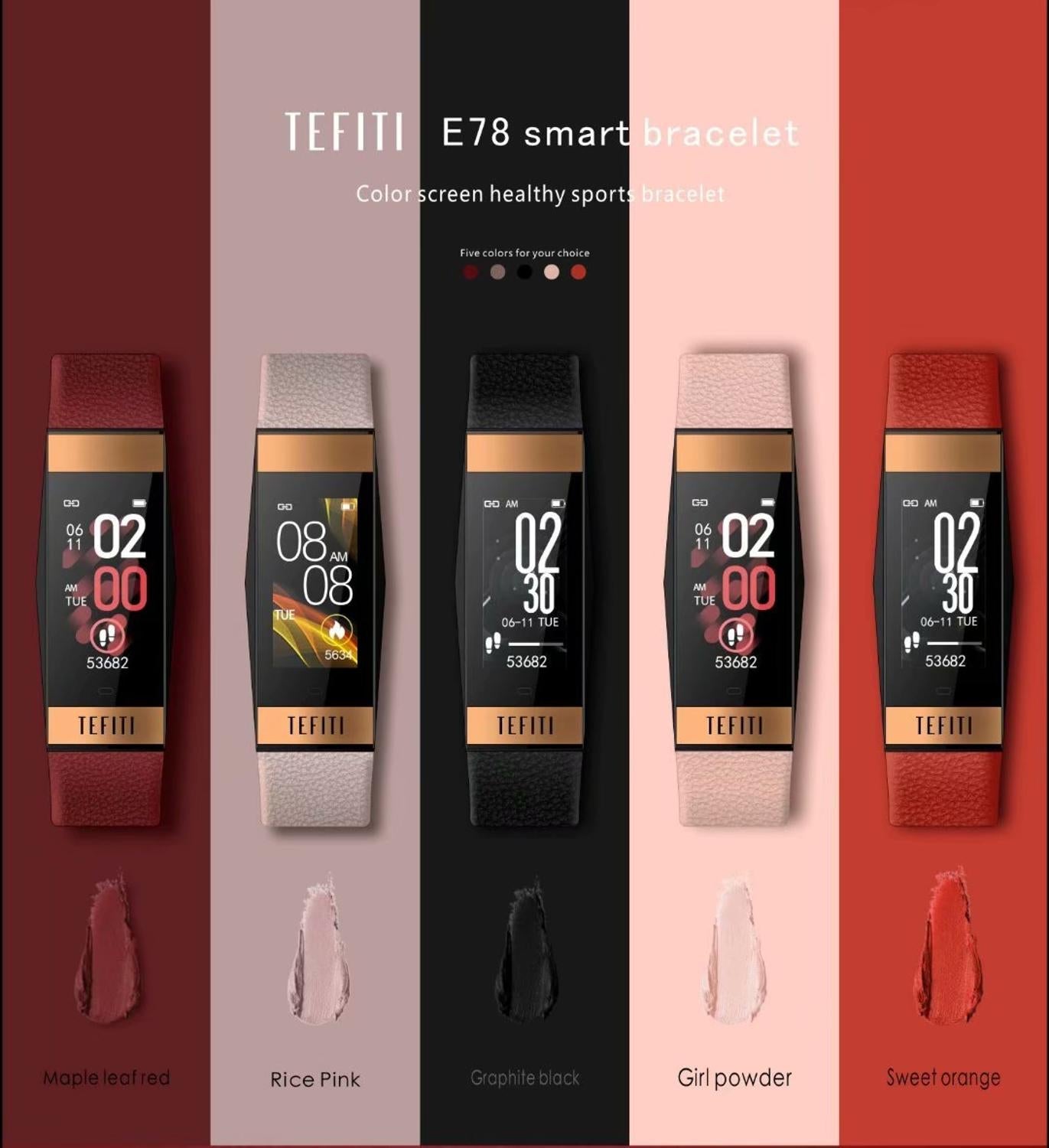 E78 Smart Fitness Bracelet Heart Rate Blood Pressure Waterproof Watch