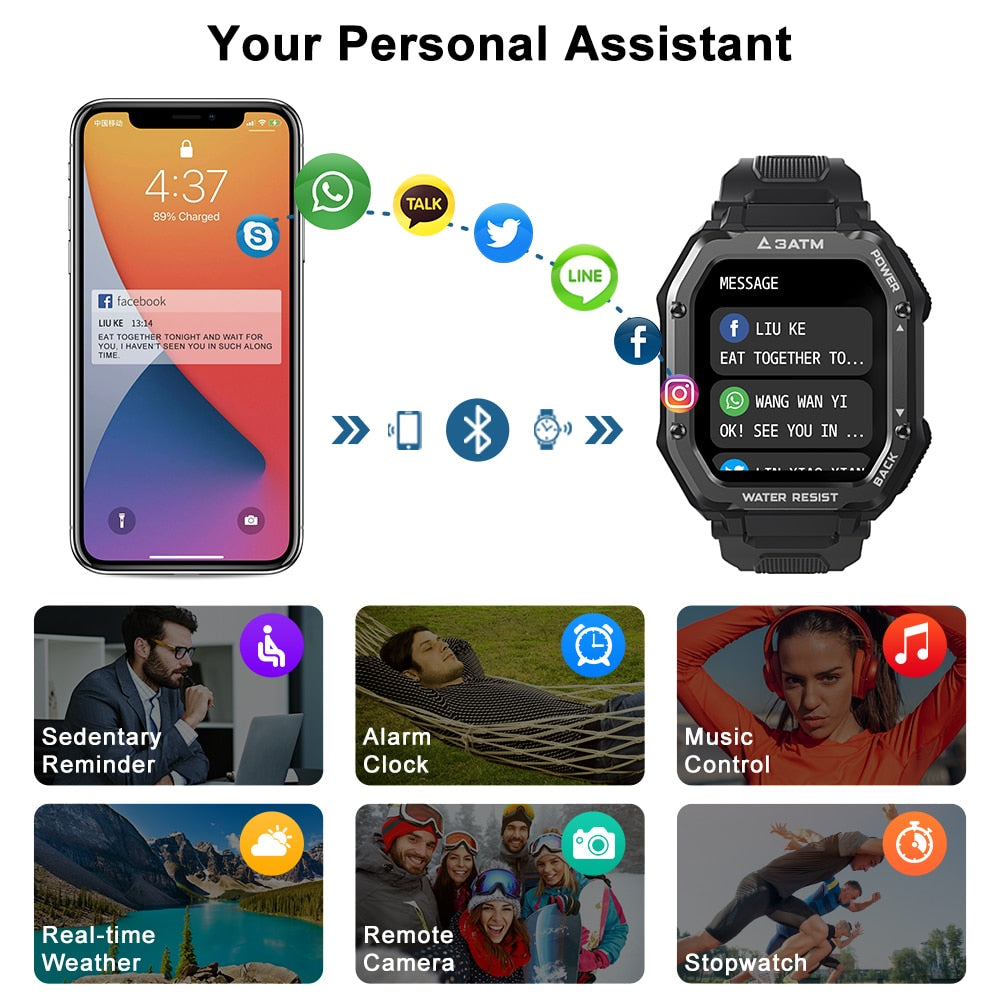 ROCK Rugged Smart Watch Outdoor Waterproof Fitness Tracker for