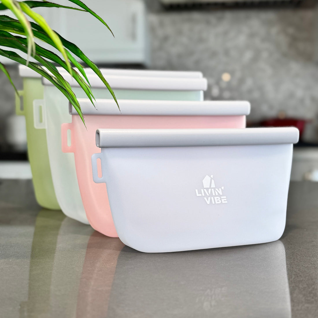 Reusable Silicone Food Storage Bags Set Multicolor Leakproof Kitchen
