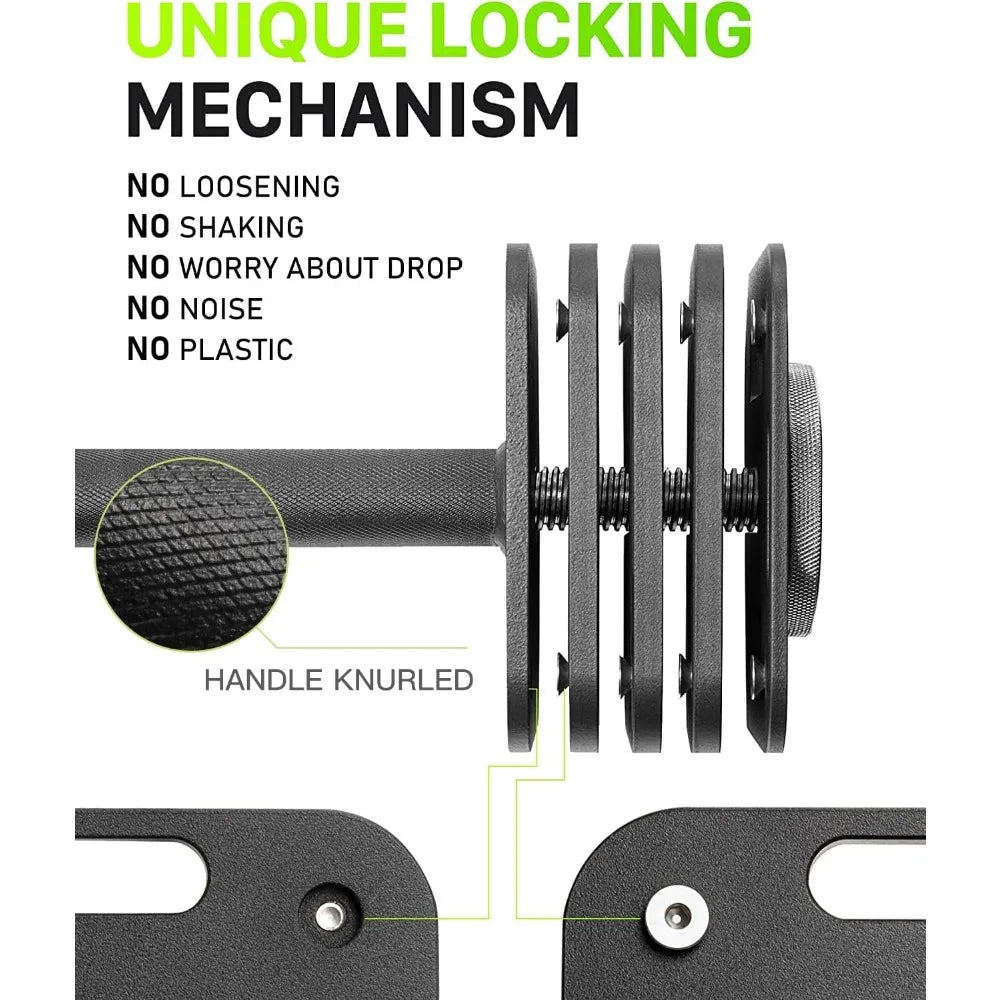 Adjustable Dumbbell Set 10–80lb Quick Lock Home Gym Weights