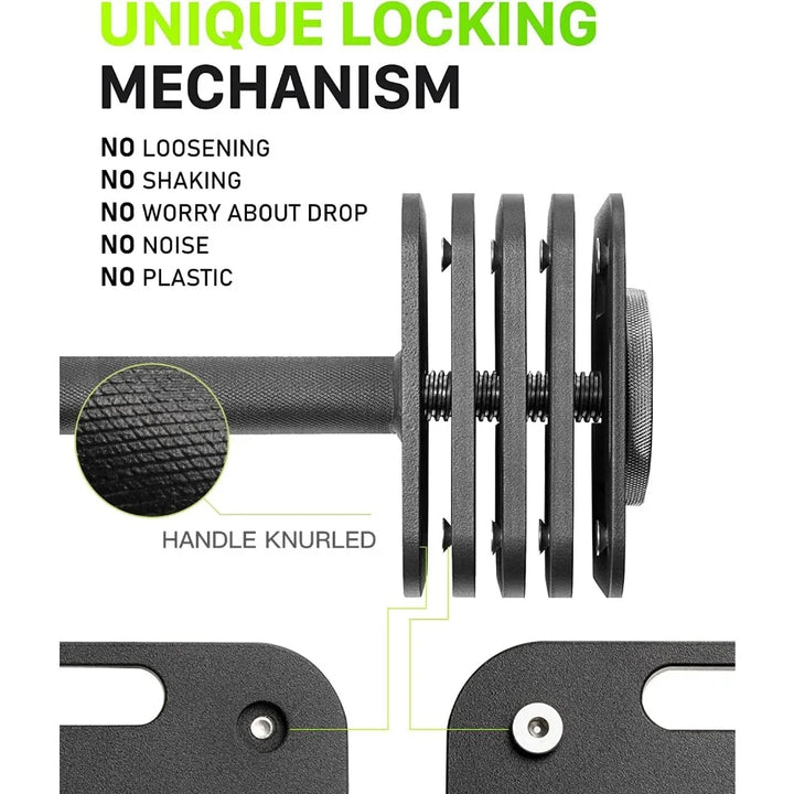 Adjustable Dumbbell Set 10–80lb Quick Lock Home Gym Weights