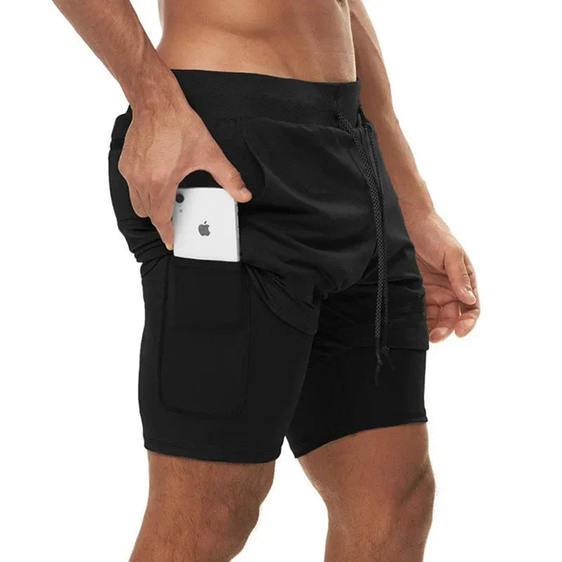 Men’s 2-in-1 Camo Running Shorts – Quick-Dry Gym Fitness