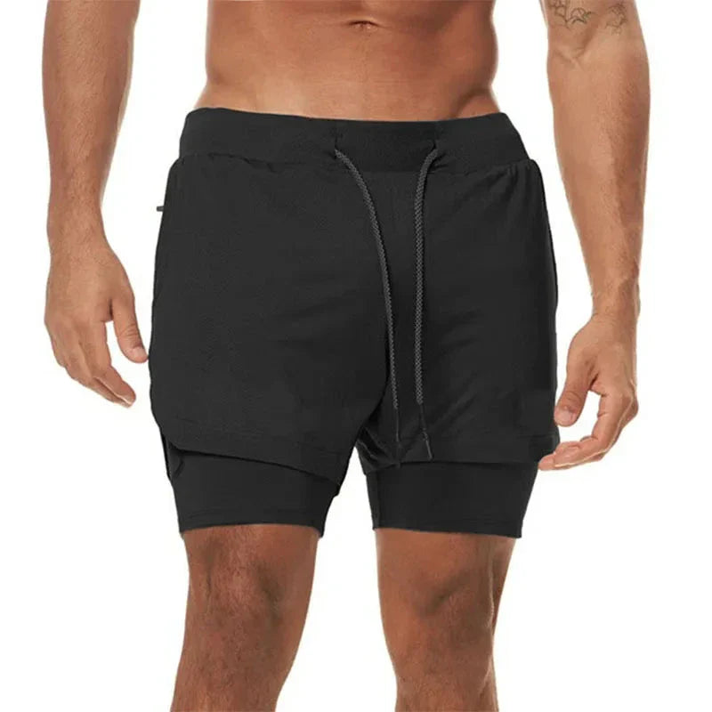 Men’s 2-in-1 Camo Running Shorts – Quick-Dry Gym Fitness