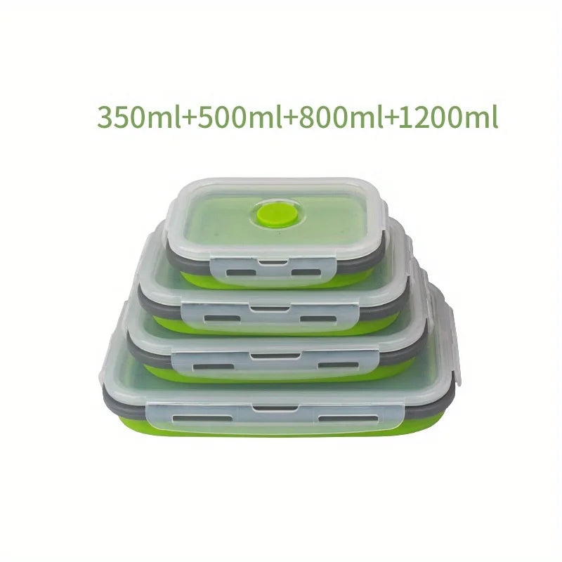 Collapsible Silicone Food Storage Containers Stackable Microwave Lunch Box Set