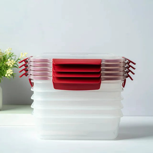 5 Pack Stackable Airtight Food Storage Containers with Snap Lock