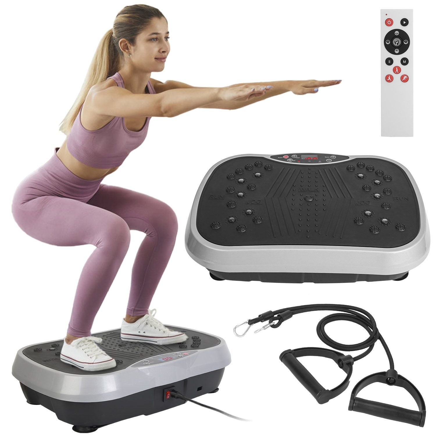 Vibration Plate Exercise Machine with Resistance Bands Remote Control