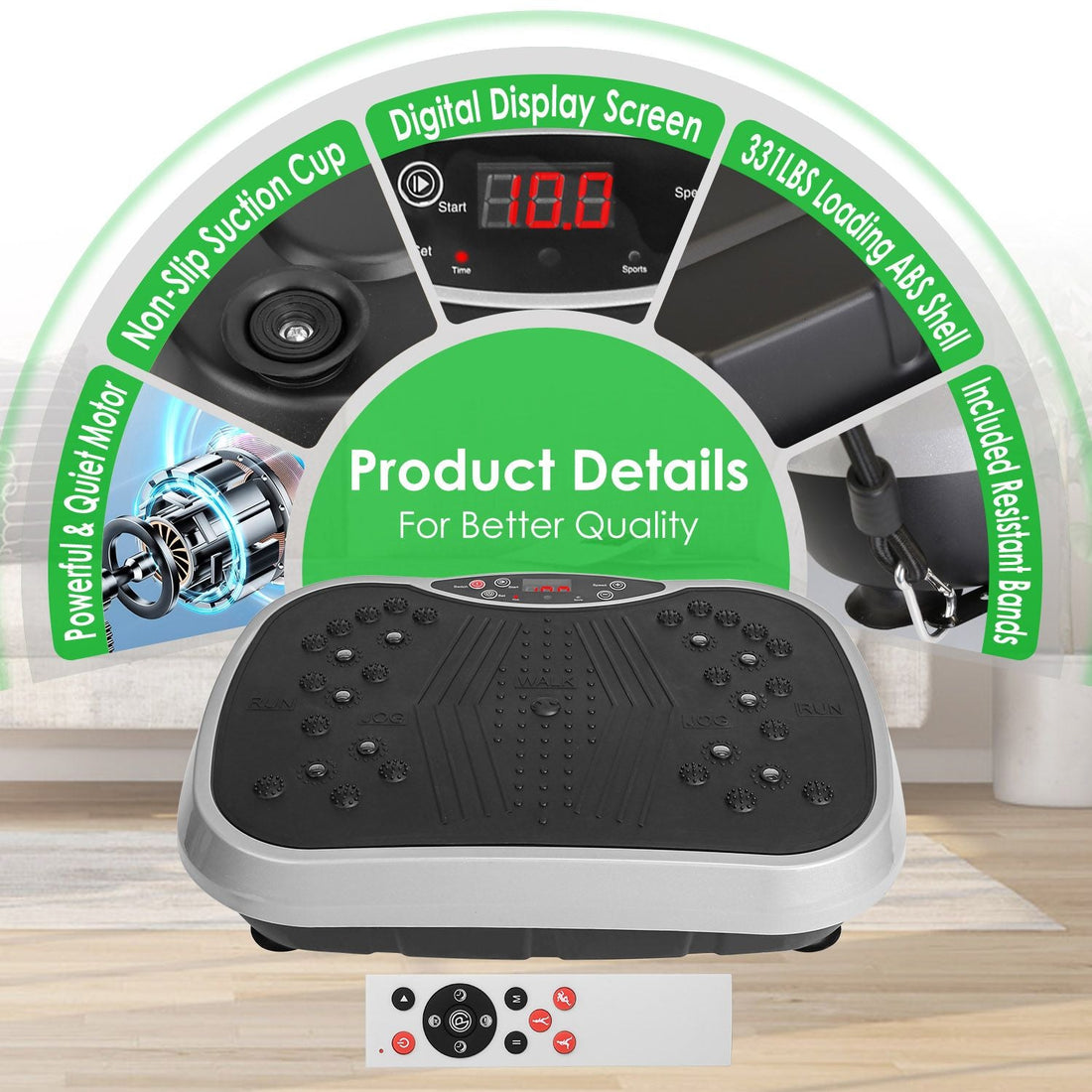 Vibration Plate Exercise Machine with Resistance Bands Remote Control