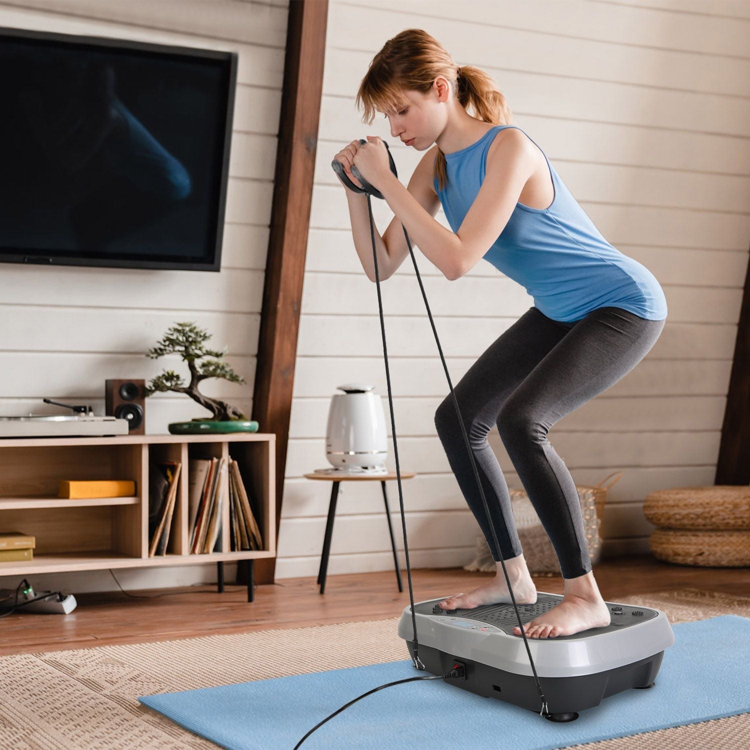 Vibration Plate Exercise Machine with Resistance Bands Remote Control