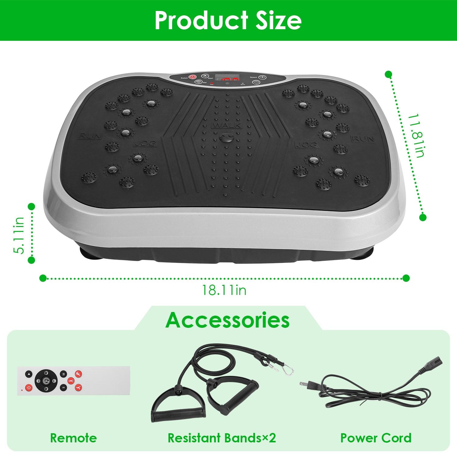 Vibration Plate Exercise Machine with Resistance Bands Remote Control